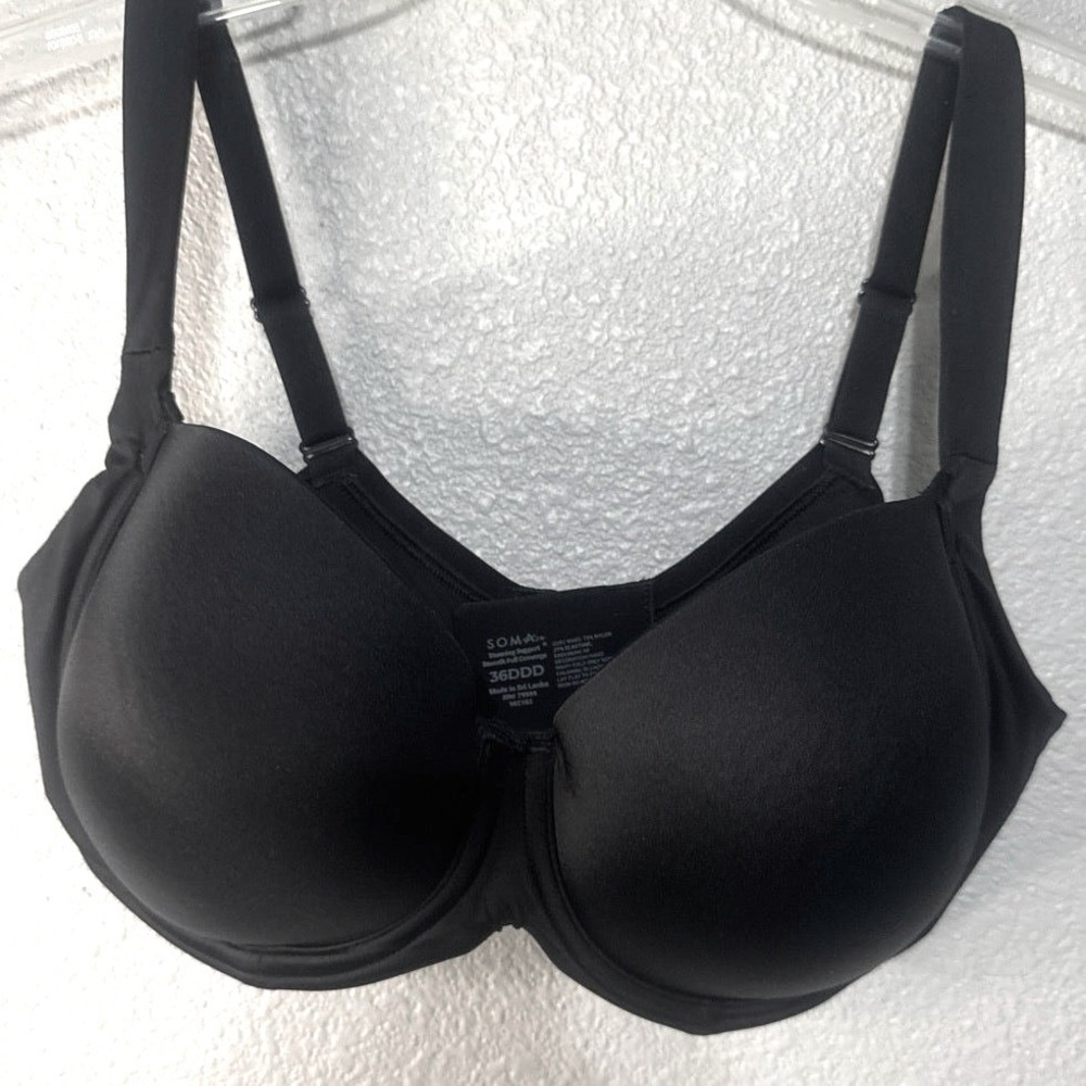 Soma 36DDD Black‎ Smooth Full Coverage Bra Supportive Adjustable Straps EXC Cond